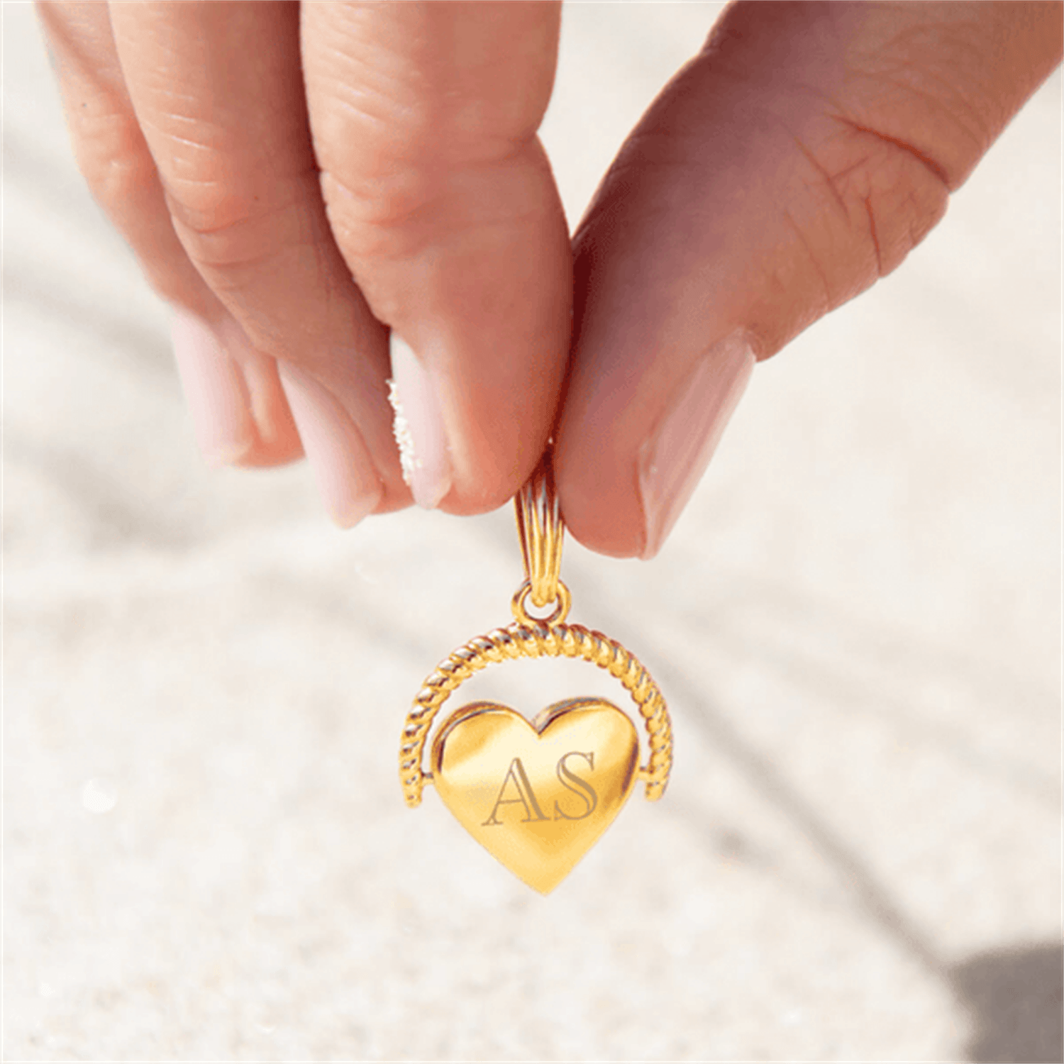 Floating Heart Spinning Custom Initials Necklace - Saivique