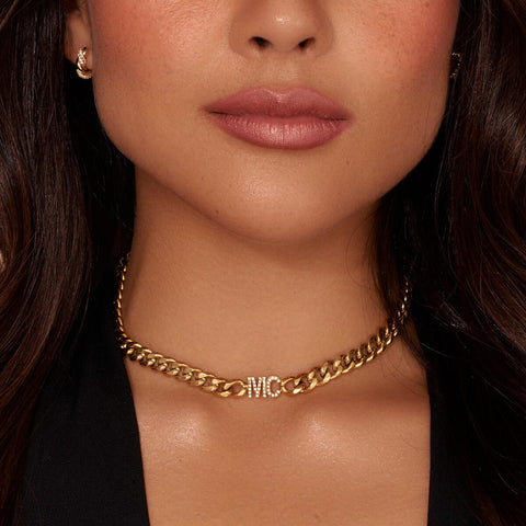 Crystal Initials Cuban Link Custom Necklace - Saivique