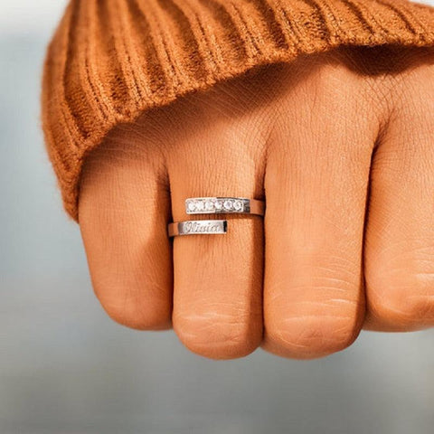 Olivia Diamond Adjustable Wrap Custom Name Ring - Saivique