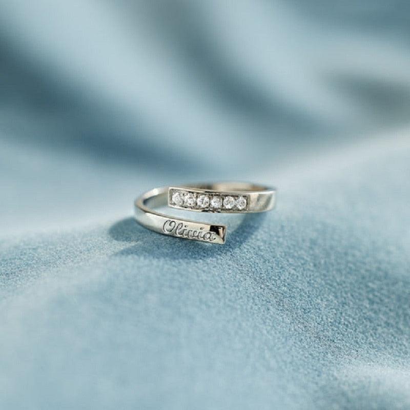 Olivia Diamond Adjustable Wrap Custom Name Ring - Saivique