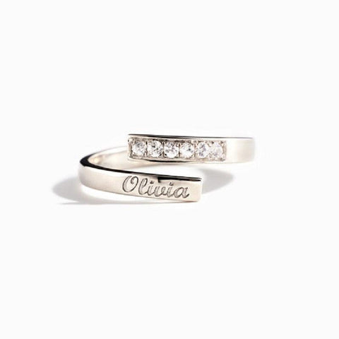 Olivia Diamond Adjustable Wrap Custom Name Ring - Saivique