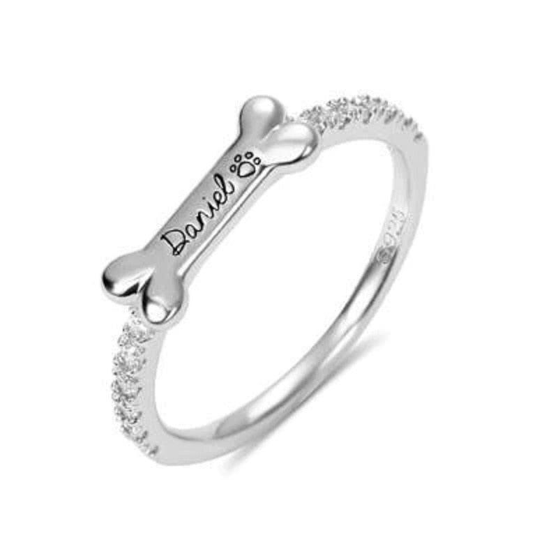 Dog Bone Custom Name Ring - Saivique