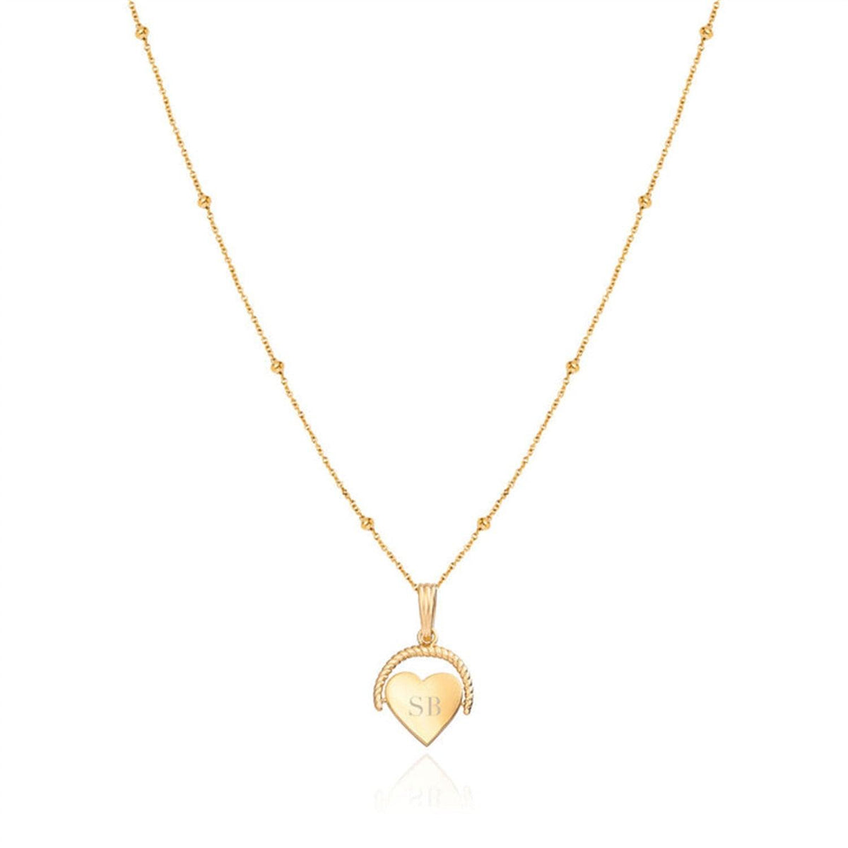 Floating Heart Spinning Custom Initials Necklace - Saivique