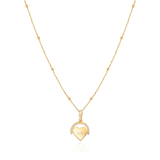 Floating Heart Spinning Custom Initials Necklace - Saivique