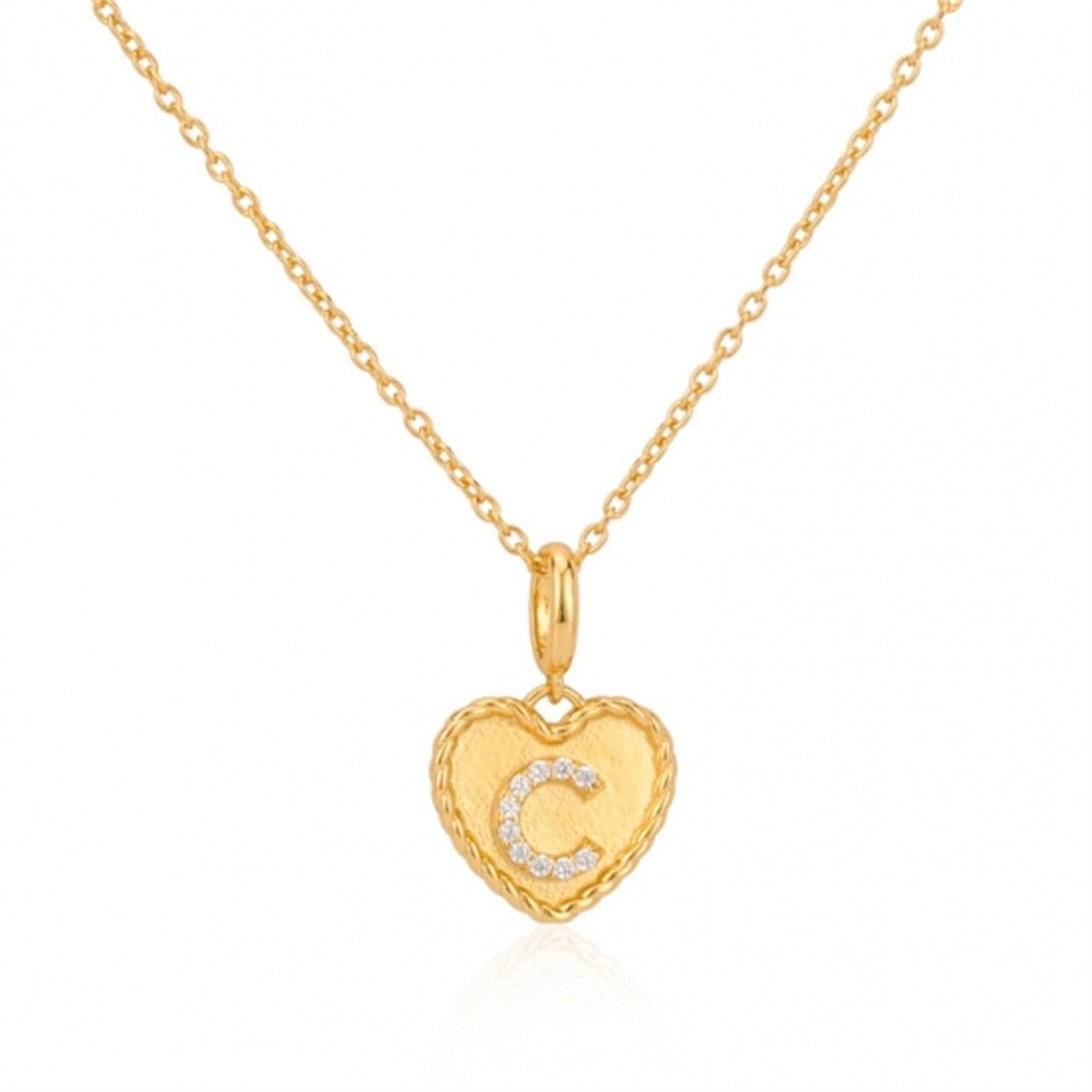 Heart Charm Custom Diamond Initial Necklace - Saivique