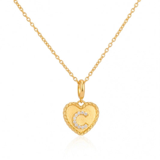 Heart Charm Custom Diamond Initial Necklace - Saivique