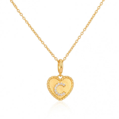 Heart Charm Custom Diamond Initial Necklace - Saivique