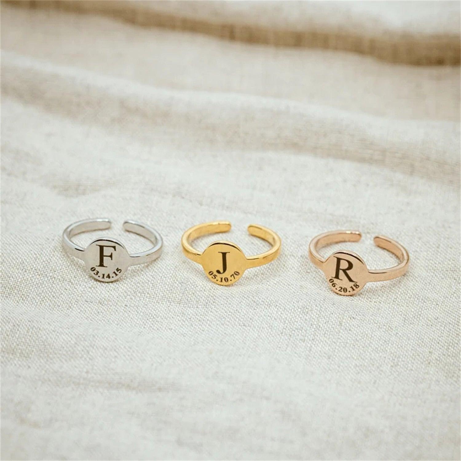 Date & Initial Custom Ring - Saivique