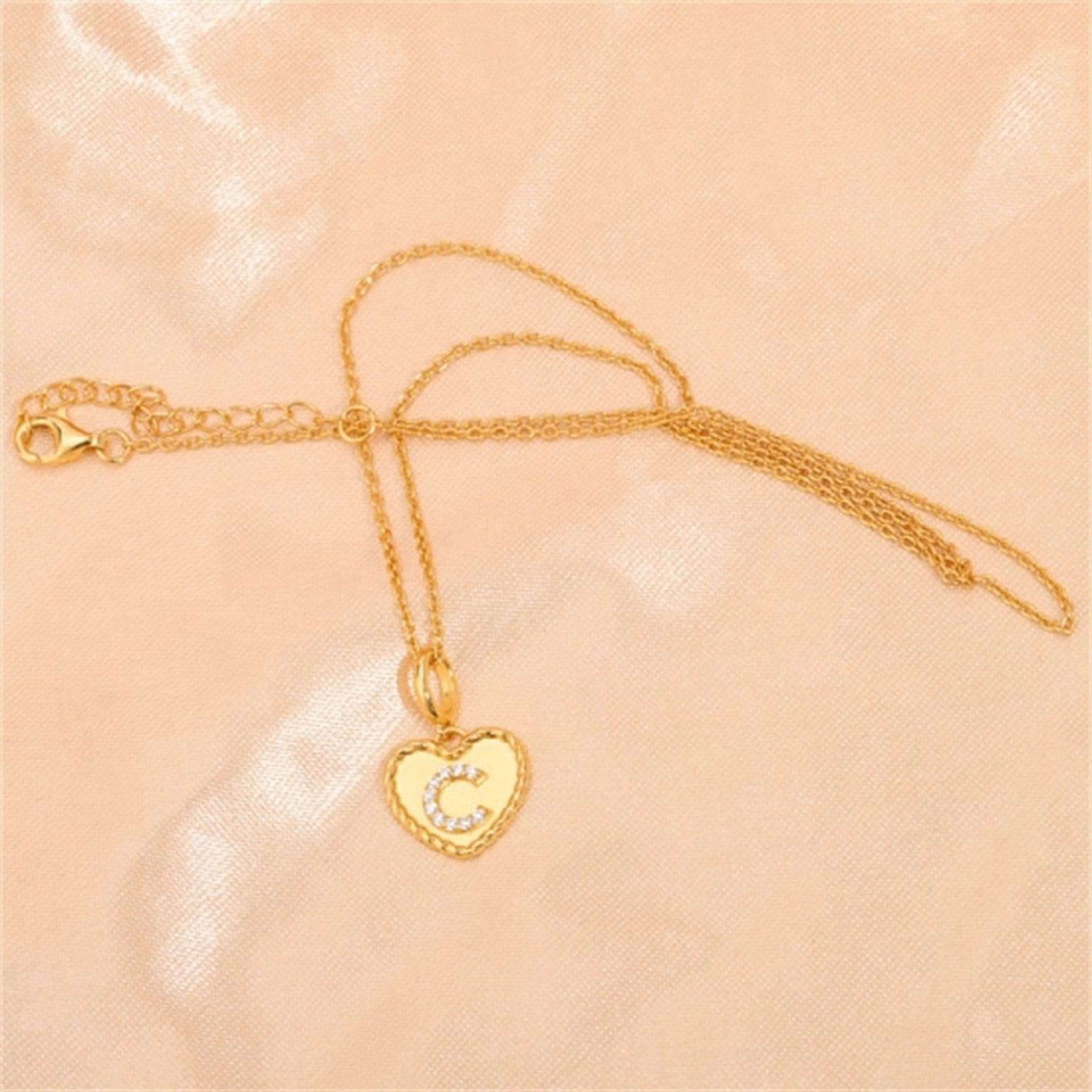 Heart Charm Custom Diamond Initial Necklace - Saivique