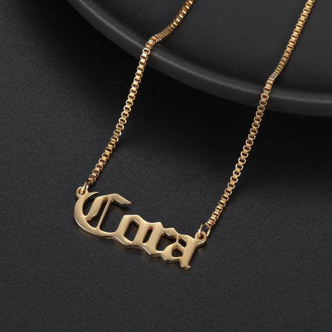 Cora Old English Name Necklace - Saivique