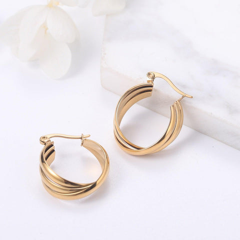 Twisted Triple Layer Hoop Earrings - Saivique