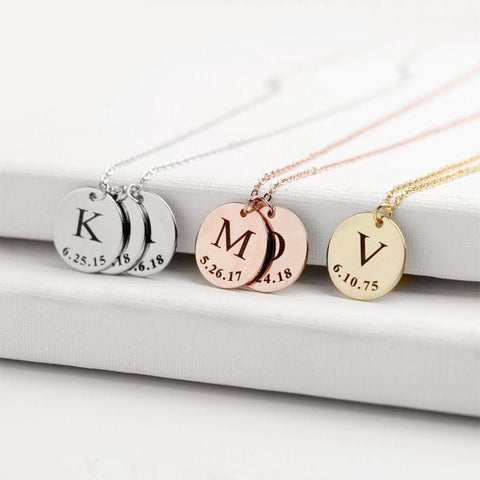 Disc Charm Custom Initial Necklace - Saivique