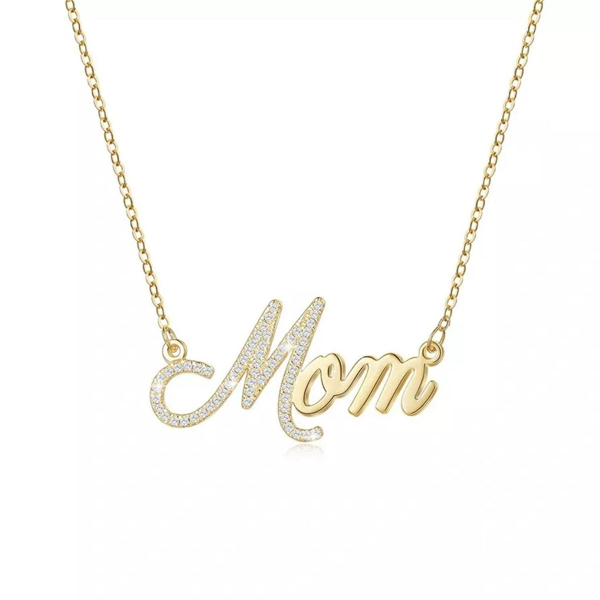 Mom Diamond Letter Custom Necklace - Saivique