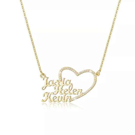 Heart Halo Multi Name Custom Necklace - Saivique