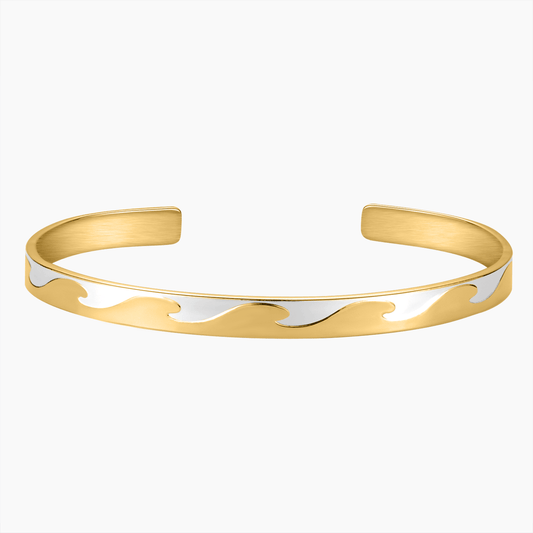 Two-Tone Waves Custom Name Bangle - Saivique