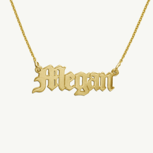 Cora Old English Name Necklace - Saivique