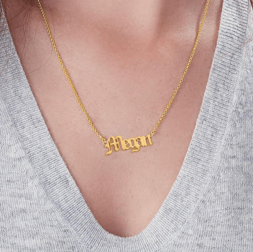 Cora Old English Name Necklace - Saivique