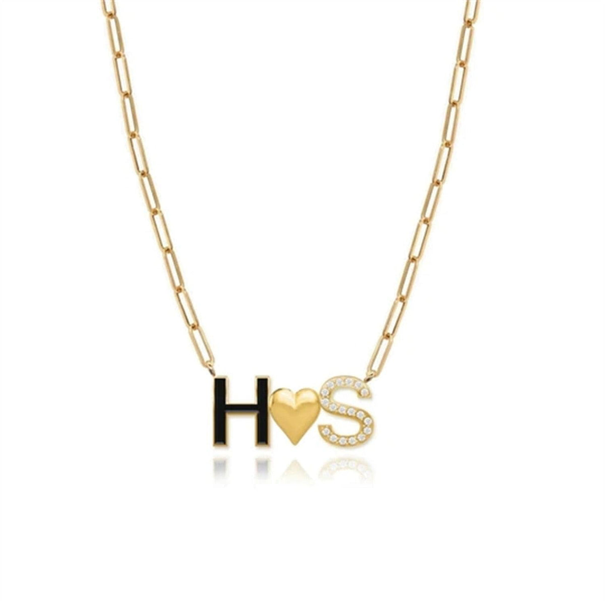 Enamel Double Initial Custom Necklace - Saivique