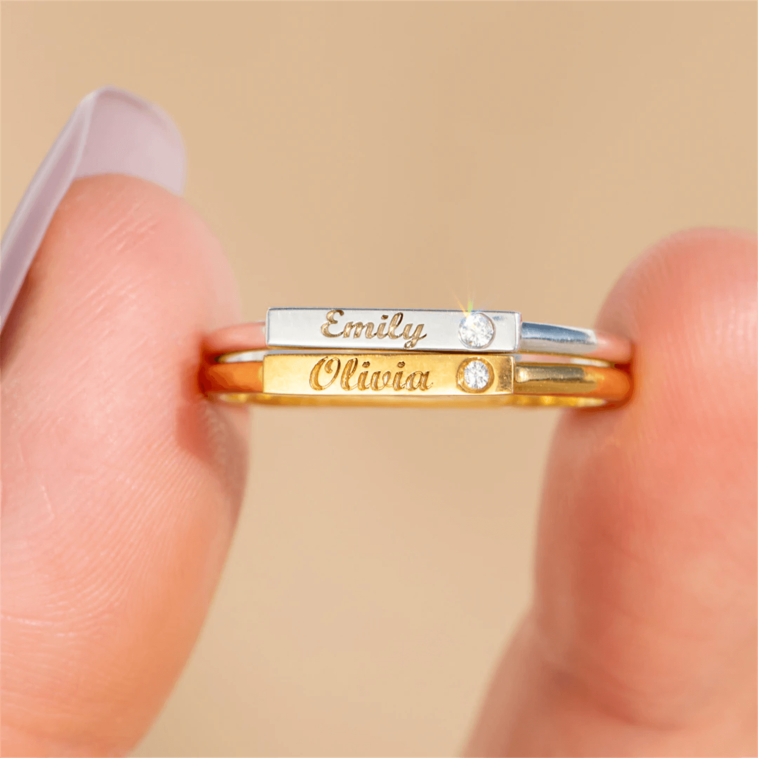 Olivia Diamond Custom Name Ring - Saivique